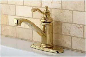 Kingston Brass KS3402TL Single Handle 4 in. Centerset Lavatory Faucet with Push-Up & Optional Deck Plate