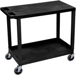 Luxor Multipurpose Heavy-duty Rolling 32" x 18" Utility Cart, One Tub/One Flat Shelves - Black