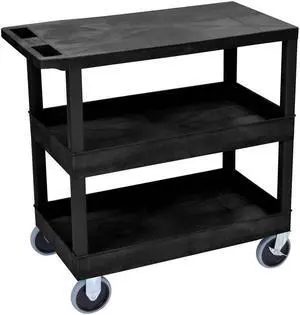 Luxor Black EC211HD 18"x32", Cart with 2 Tub/1 Flat Shelves