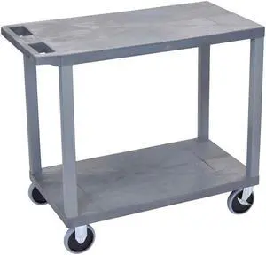 Luxor EC22HD-G 2 Flat Shelves Multipurpose Service Utility Cart - Gray