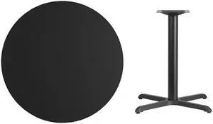 36'' Round Black Laminate Table Top with 30'' x 30'' Table Height Base