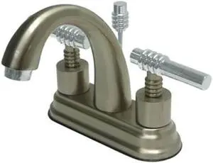 DECK MOUNT 4 CENTER LAV FCT W/BRS LEVER HDL-Satin Nickel/Chrome Finish