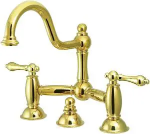 RESTORATION BRIDGE LAVATORY FAUCET-Polish Brass Finish