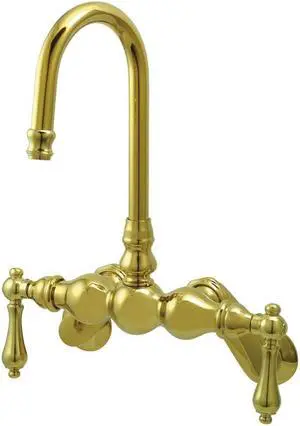 LEG TUB FILLER 3-3/8, PVD, WALL ANGLE-Polished Brass Finish