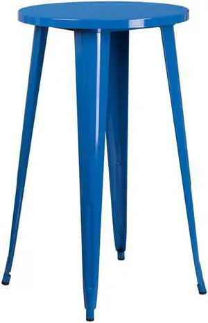 Flash Furniture James Commercial Grade Round Metal Indoor-Outdoor Bar Height Table Blue (CH5108040BL)