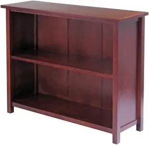 Winsome 94539 Milan Storage Shelf or Bookcase 3-Tier Long- Antique Walnut