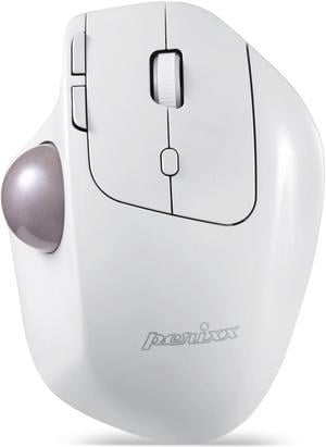 Perixx PERIMICE-720 Wireless 2.4 GHz Bluetooth & Ergonomic Trackball Mouse Adjustable Angle 2 DPI Level White