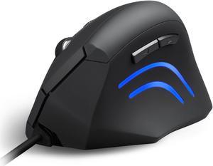 Perixx PERIMICE-508 Wired Programmable Vertical Ergonomic Mouse, Natural Vertical Mouse with 5 Programmable Buttons and 2 Level DPI, Right Handed