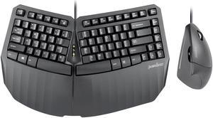 Perixx PERIDUO-413B US, Wired USB Ergonomic Compact Split Keyboard and Vertical Mouse - Bundle with a 6-Button Ergonomic Vertical Mouse - Black - US English