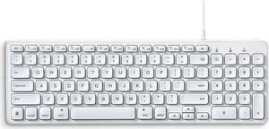 Perixx PERIBOARD-333MW Wired Backlit USB Keyboard- X Type Scissor Keys - Compact 14.25x4.57x0.83 Inches - Big Print Letters - White Backlit - US English