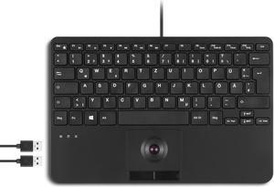 Perixx PERIBOARD-526 US, Wired Mini USB Keyboard with Trackball - X Type Scissor Keys - 11.18x7.17x1.1 Inches - Build-in 2 USB Hubs - US English