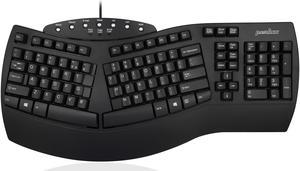 Perixx PERIBOARD-512 Wired Ergonomic Split Keyboard with 7 Multimedia Keys & Integrated Wrist Rest, Black