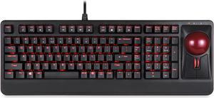 Perixx PERIBOARD-322 Wired RGB Backlit Trackball Keyboard with 2 Hubs, Illuminated Mechanical Keyboard with Big Optical Trackball and Scrolling Wheel, US Layout