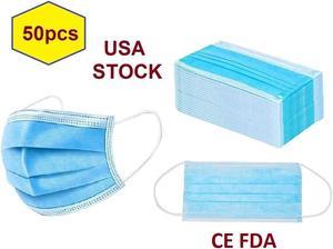 3-Layer Non-woven Melt Blown Disposable Protective Face Mask (CE, FDA) - 50pcs/ box - Fast Delivery