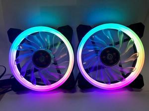 EPOWER 120mm Quiet RGB LED PWM Fan (2-Pack) with  8 Port Fan Hub and RF Remote