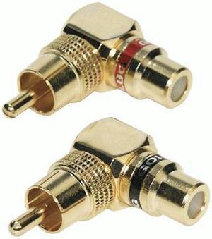RAPTOR R5RCAMFR - RCA Barrel Connectors - Pro Series Gold Right Angle RCA Barrel Connector-M To F