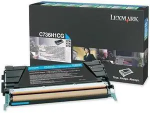 Lexmark C736H1CG OEM Toner - C736 X736 X738 Series High Yield Cyan Return Program Toner (10000 Yield)