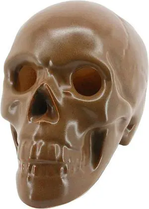 Myard Glaze Enamel Ceramic Fireproof Fire Skull Log for Gas or Wood Fireplace Fire Pit Campfire Bonfire Halloween Horror Decor (Qty 1, Brown)