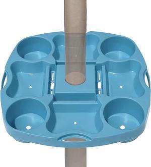 Payandpack Myard UTD13 Umbrella Table Tray 15 Inches for Beach, Patio, Garden, Swimming Pool with 4 Drink Holder, 4 Snack Compartments, 4 Sunglasses Holes, 4 Phone Slots (Blue)