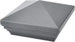 Myard PNP 115445GR Screw-Free Universal Fence Pyramid Top Cap Fits Post 4 X 4 Inches (Actual Post Size 3.5 X 3.5) (Qty 5, Pewter)