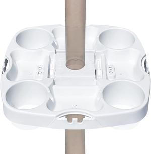 Myard Umbrella Table Tray 15 Inches Pro for Beach, Patio, Swimming Pool with 4 Drink Holders, 4 Snack Grooves, 4 Sunglasses Holes, 4 Phone Slots, 4 Airpods Holes, 2 Ipad Slots, 4 Small Bag Hangers