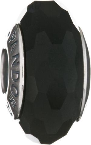 PANDORA Murano Glass Fascinating Black Charm with Sterling Core 791069