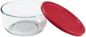 World Kitchen Pyrex 4-Cup Round Food Storage Plus Dish World Kitchen Pyrex 4-Cup Round Food Storage Plus Dish