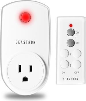 Beastron Remote Control Electrical Outlet Switch for Lights and Household, White (1-pack)
