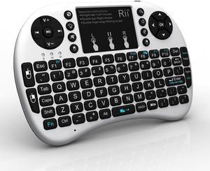 Rii i8+ Mini Bluetooth Keyboard with Touchpad & QWERTY Keyboard, Backlit Portable Wireless Keyboard for Smartphones laptop/PC/Tablets/Windows/Mac/TV/Xbox/PS3/Raspberry Pi (White)