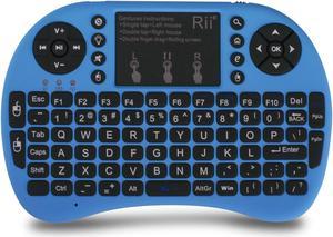 Rii i8+ Mini Bluetooth Keyboard with Touchpad & QWERTY Keyboard, Backlit Portable Wireless Keyboard for Smartphones laptop/PC/Tablets/Windows/Mac/TV/Xbox/PS3/Raspberry Pi (Blue)