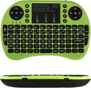 Rii i8+ Mini Bluetooth Keyboard with Touchpad & QWERTY Keyboard, Backlit Portable Wireless Keyboard for Smartphones laptop/PC/Tablets/Windows/Mac/TV/Xbox/PS3/Raspberry Pi (Green)