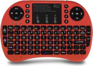 Rii i8+ Mini Bluetooth Keyboard with Touchpad & QWERTY Keyboard, Backlit Portable Wireless Keyboard for Smartphones laptop/PC/Tablets/Windows/Mac/TV/Xbox/PS3/Raspberry Pi (Red)