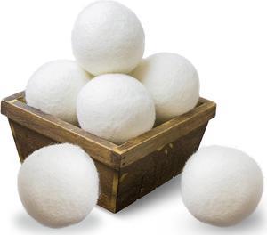 SnugPad Wool Dryer Balls Natural Fabric Softener 100% Organic (6-Pack)