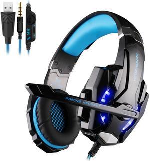 G9000 Stereo Gaming Headset for PS4 PC Xbox One Controller Noise Cancelling Over Ear Headphones with Mic Bass Surround LED Light for Laptop Mac Nintendo PS3 Games