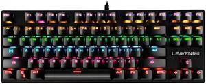 LED Backlit Mechanical Gaming Keyboard Compact 87 Key Mechanical Computer Keyboard USB Wired Blue Switches for Windows PC Gamers LED Backlit Mechanical Gaming Keyboard Compact 87 Key Mechanical Computer Keyboard USB Wired Blue Switches for Windows PC Gamers