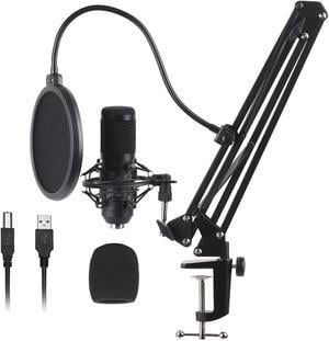 USB Condenser Microphone Kit 192kHZ/24bit Plug & Play Computer PC Microphone Studio Streaming Cardioid Mic for Recording Broadcasting YouTube Gaming