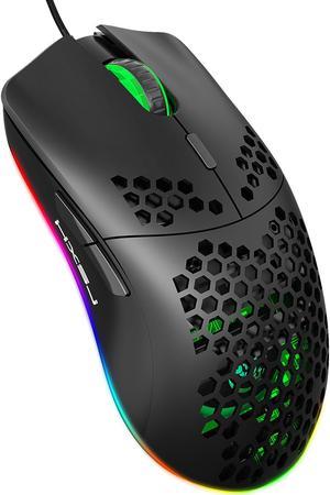RGB Gaming Mouse with Honeycomb Shell, Ultraweave Cable, 6400 DPI Optical Programmable Wired Mouse