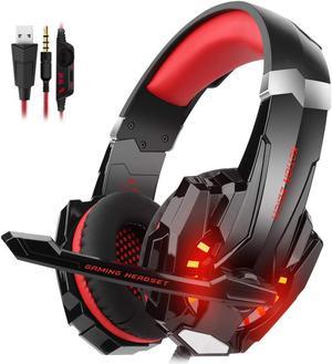 G9000 Stereo Gaming Headset for PS4, PC, Xbox One Controller, Noise Cancelling Over Ear Headphones with Mic, Bass Surround, LED Light for Laptop Mac Nintendo PS3 Games