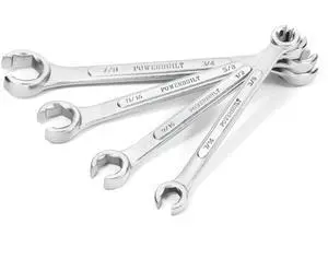 Powerbuilt 4 Piece/ 8 Size SAE Flare Nut Wrench Set, 3/8-Inch to 7/8-Inch