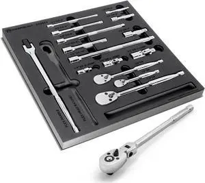 Powerbuilt 16 Piece Pro Tech Ratchet and Socket Accessories Set - 949009