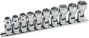 Powerbuilt® 10 pc 3/8" Drive Metric Universal Socket Set   6 Pt. - 641715