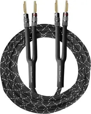 gearit 14awg premium heavy duty braided speaker wire 25 feet with dual gold plated banana plug tips  oxygenfree copper ofc construction, black