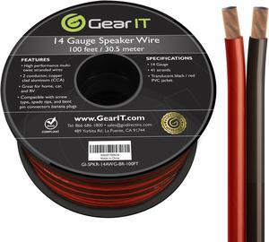 GearIT Pro Series 14AWG Speaker Wire, 14 Gauge Speaker Wire Cable (100 Feet / 30 Meters) Great Use for Home Theater Speakers and Car Speakers, Transparent Black/Red