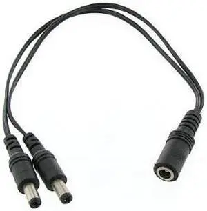 FEMALE 2.1MM JACK TO 2 MALE 2.1MM PLUGS CCTV POWER