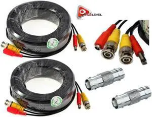 ACELEVEL 2 PACK PREMIUM 100Ft.THICK BNC EXTENSION CABLES FOR ZMODO SYSTEMS BLACK COLOR - OEM