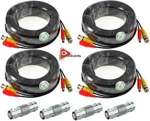 ACELEVEL 4 PACK PREMIUM 100Ft.THICK BNC EXTENSION CABLES FOR SWANN SYSTEMS BLACK