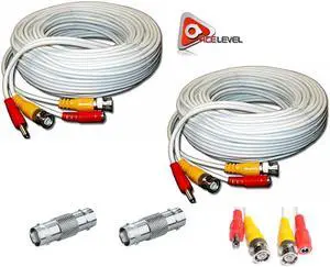 ACELEVEL 2 PACK PREMIUM 100Ft.THICK BNC EXTENSION CABLES FOR SWANN SYSTEMS WHITE