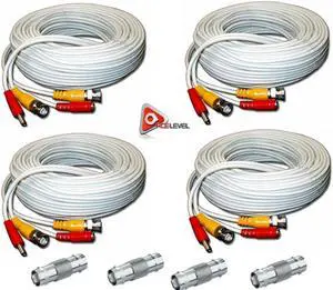 ACELEVEL 4PK PREMIUM 100Ft.THICK BNC EXTENSION CABLES FOR NIGHTOWL CAMERAS WHITE