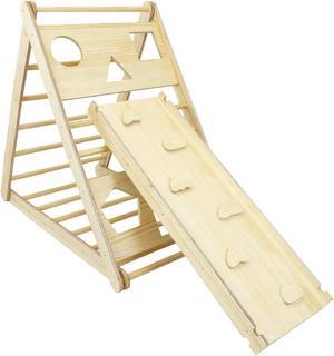 XL Wooden Triangle Climber with Reversible Climbing Ramp/Slide for Kids Toddlers