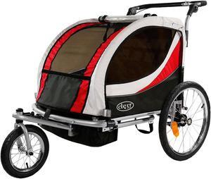ClevrPlus  Deluxe 3-in-1 Double Seat Bike Trailer Stroller Jogger, Red